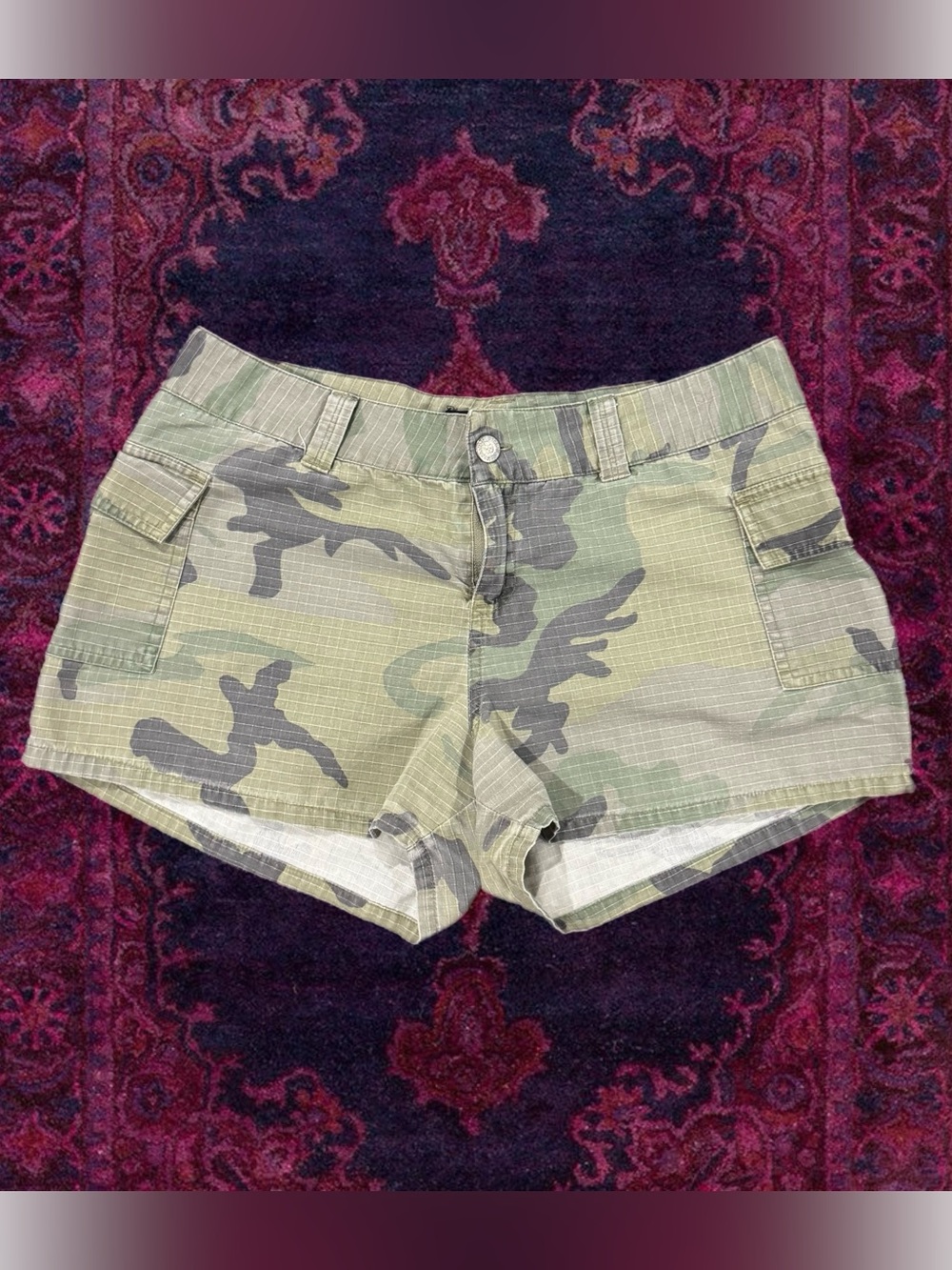y2k camo micro shorts